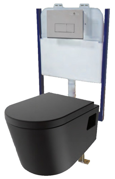 Huida Maxi Skay Black Black Mat PP S/D Λεκάνη Κρεμαστή Με Καζανάκι