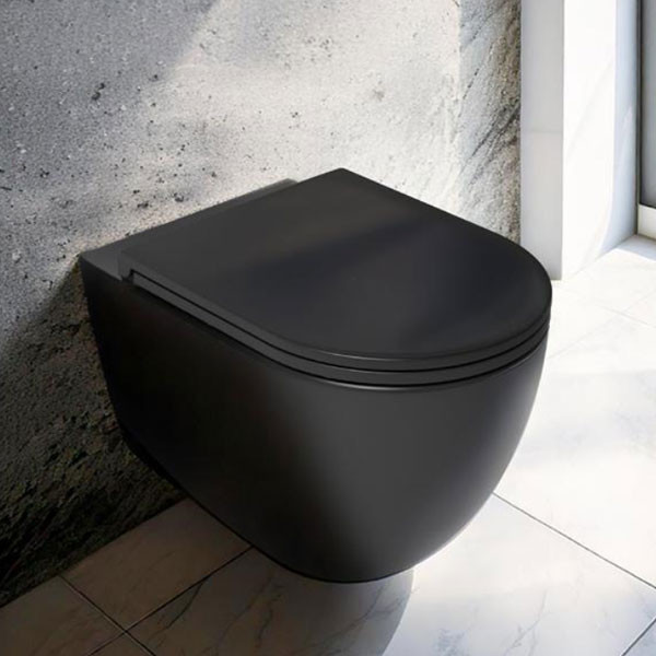 Bianco Ceramica Lenta 53 Rimless Black Matt 381600 C- 401 Λεκάνη Κρεμαστή