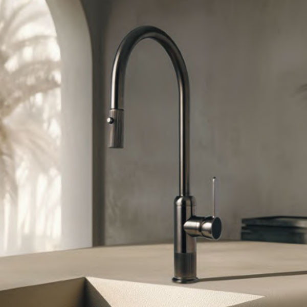 Armando Vicario Lumiere Black Brushed 400785-410 Μπαταρία Κουζίνας Αποσπώμενη