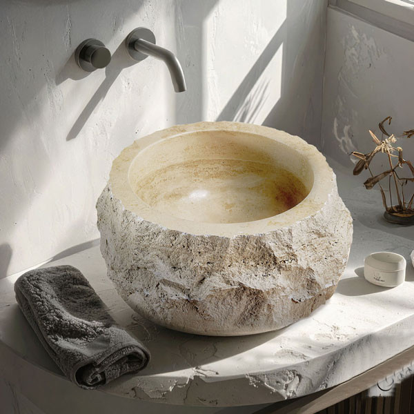 Fossil Travertine DBV 42-505 Νιπτήρας Πέτρινος