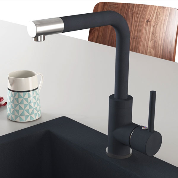 Helika Forte 5553 Black Metallic Μπαταρία Κουζίνας Πάγκου