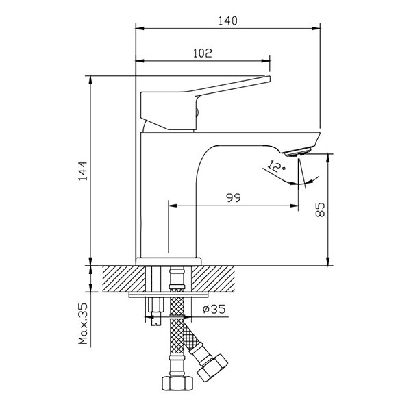 KLS Roma Chrome 690211 Μπαταρία Νιπτήρος Χαμηλή