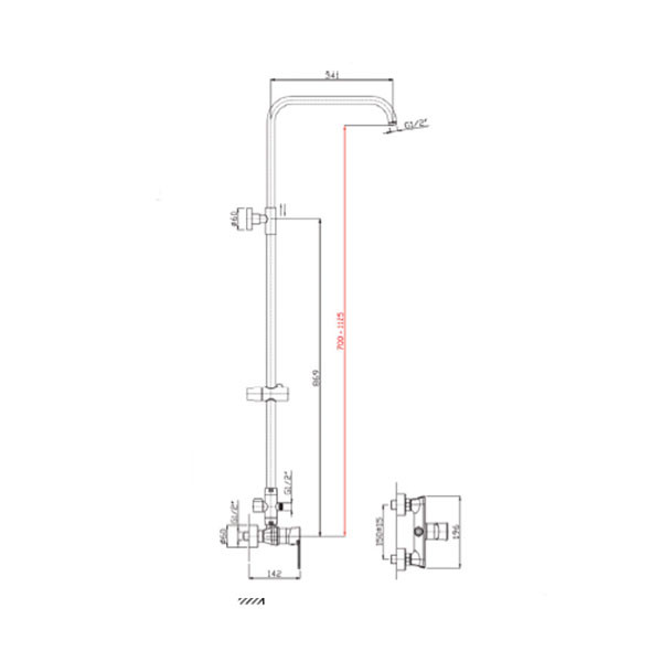 KLS Lux Chrome 690650L Στήλη Ντους Με Μπαταρία