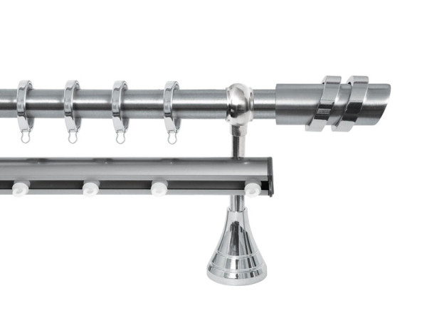 Import Σειρά Α Νο 4 Κουρτινόξυλο Διπλό Με Σιδηρόδρομο Ø25 Νίκελ Ματ / Χρώμιο