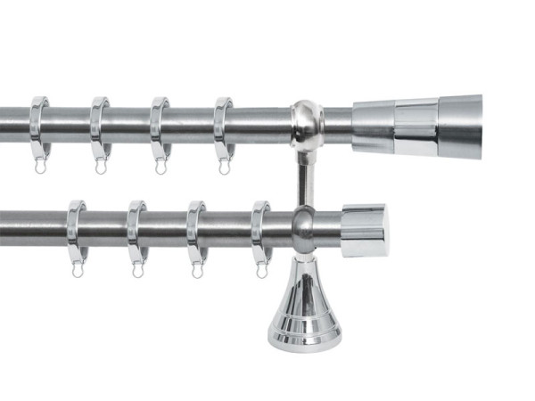 Import Σειρά Α Νο 1 Κουρτινόξυλο Διπλό Με Σωλήνα Ø25 Νίκελ Ματ / Χρώμιο