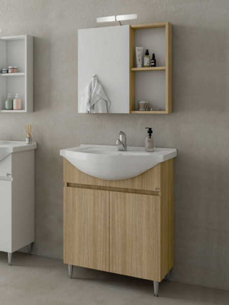 Drop Alfa 65 Slavonia Oak 5FAF065SO Έπιπλο Μπάνιου Μελαμινικό