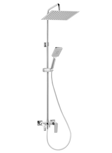 Ferro Algeo Square NP80-BAQ13U Chrome Στήλη Ντους Με Μπαταρία