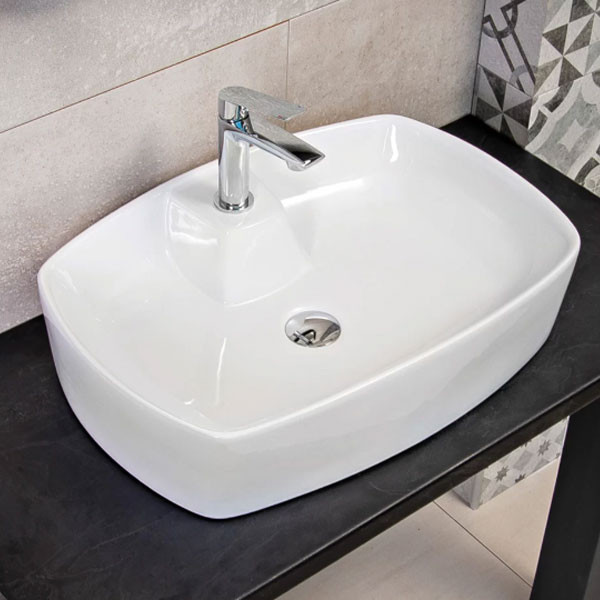 Adamidis Amorgos 60 White Gloss Νιπτήρας Eπικαθήμενος