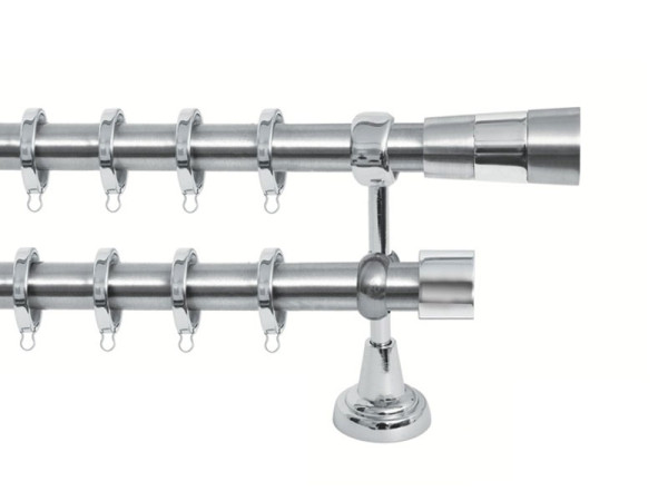 Import Σειρά Β Νο 1 Κουρτινόξυλο Διπλό Με Σωλήνα Ø25 Νίκελ Ματ / Χρώμιο