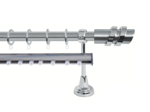 Import Σειρά Γ Νο 4 Κουρτινόξυλο Διπλό Με Σιδηρόδρομο Ø25 Νίκελ Ματ / Χρώμιο