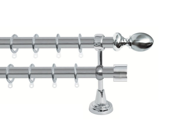 Import Σειρά Γ Νο 6 Κουρτινόξυλο Διπλό Με Σωλήνα Ø25 Νίκελ Ματ / Χρώμιο