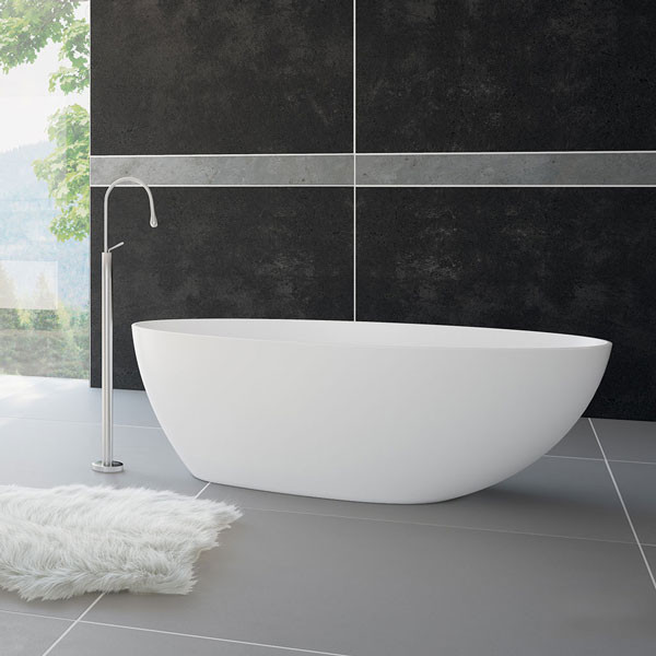 Schock Cliff 170 Λευκό Ματ Χυτό Μάρμαρο Μπανιέρα Ελεύθερης Τοποθέτησης