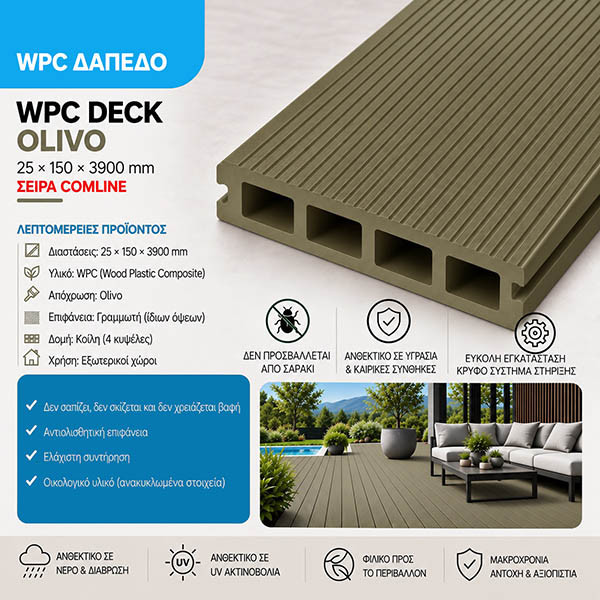 WPC DECK Σανίδα Δαπέδου Olivo COM 57