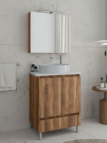 Drop Delta 60 Amber Baroque Oak 5FDLP60BO Έπιπλο Μπάνιου Μελαμινικό