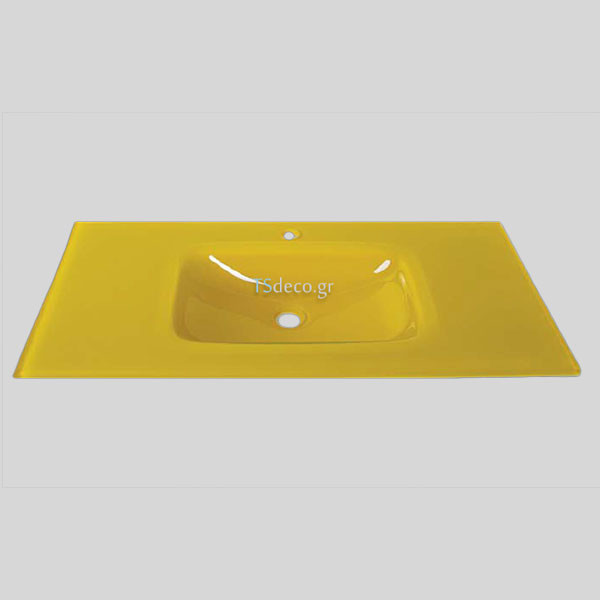Gloria Glass Yellow 90 409006 Νιπτήρας Γυάλινος Επίπλου