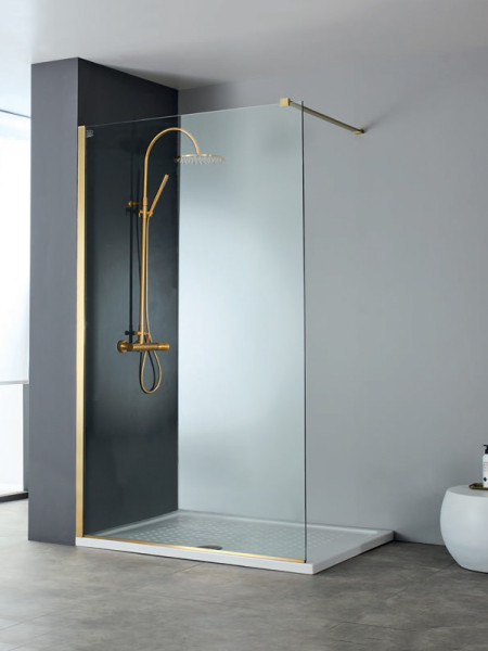 Devon Iwis Walk-In Inox Gold Brushed PVD Καμπίνα Παραβάν Ντουζιέρας
