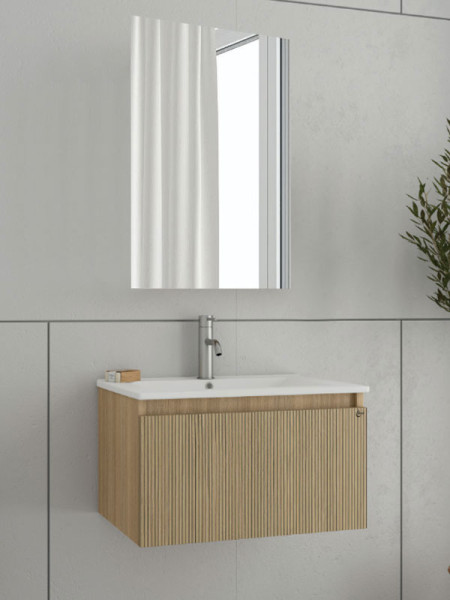 Drop Liberty 60 Slavonia Oak & Strada 5FLIM60LO Έπιπλο Μπάνιου Μελαμινικό