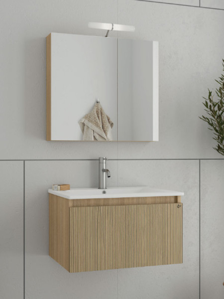 Drop Liberty 60 Slavonia Oak & Strada 5FLI060LO Έπιπλο Μπάνιου Μελαμινικό