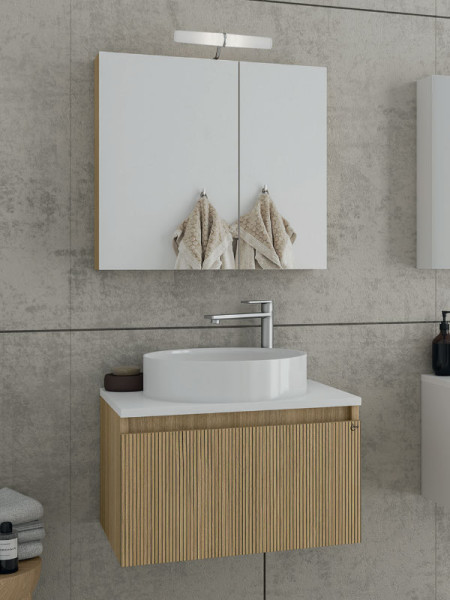 Drop Liberty 60 Slavonia Oak & Strada 5FLIP60LO Έπιπλο Μπάνιου Μοντέρνο