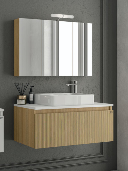 Drop Liberty 90 Slavonia Oak & Strada 5FLIP90LO Έπιπλο Μπάνιου Μοντέρνο