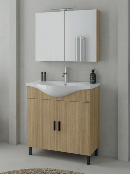 Drop Luna 80 Slavonia Oak 5FLU080SO Έπιπλο Μπάνιου Μελαμινικό