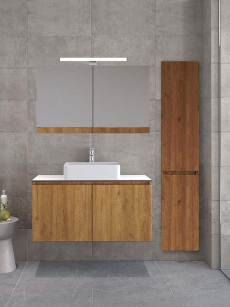 Furnibath Madrid 100 AWL Compact Walnut Έπιπλο Μπάνιου Μοντέρνο