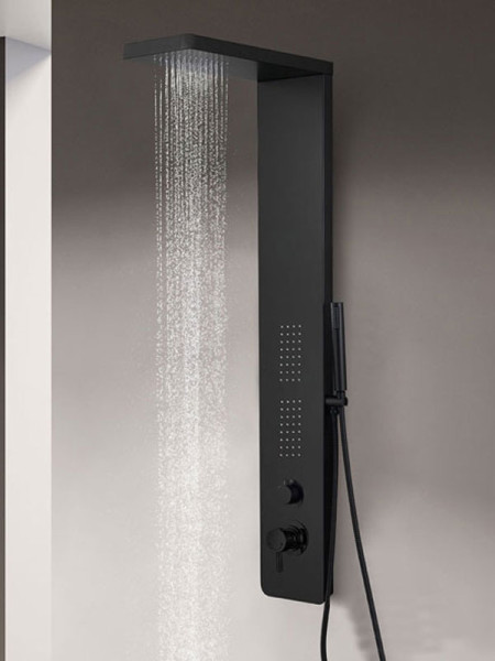 Icos Shower Opra Black Matt Στήλη Ντους Υδρομασάζ