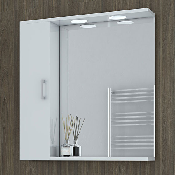 Drop Ritmo 70 White Καθρέπτης Με Ντουλάπι