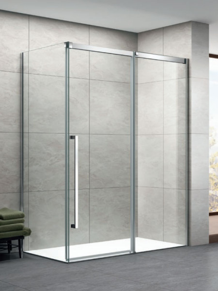 Devon Smooth  Slider (1+1) + Side Panel Chrome Καμπίνα Ασύμμετρης Ντουζιέρας