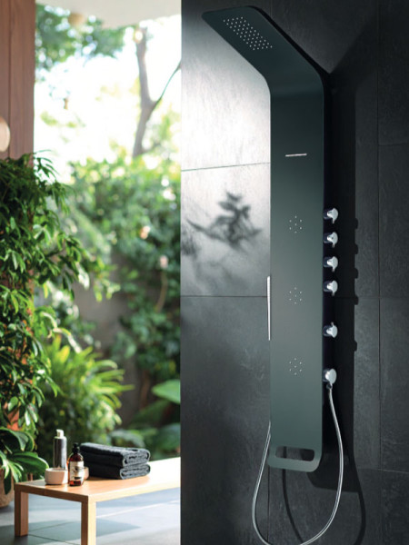Icos Shower Astrea-400 Black Matt Στήλη Ντους Υδρομασάζ