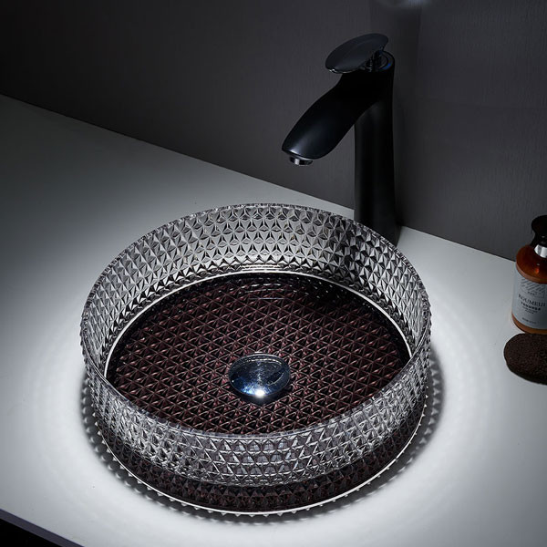 Voss Ring-D VB1040-400 Glass Black Νιπτήρας Γυάλινος