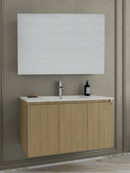 Drop Verona 100 Slavonia Oak & Strada 5FVRM10LO Έπιπλο Μπάνιου Μελαμινικό