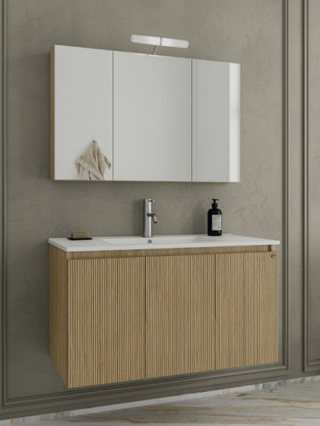 Drop Verona 100 Slavonia Oak & Strada 5FVR100LO Έπιπλο Μπάνιου Μελαμινικό