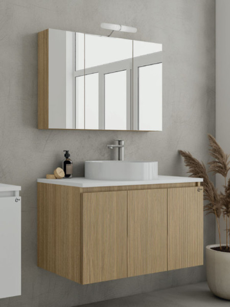 Drop Verona 100 Slavonia Oak & Strada 5FVRP10LO Έπιπλο Μπάνιου Μελαμινικό