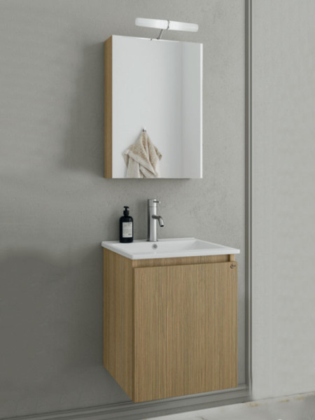 Drop Verona 40 Slavonia Oak & Strada 5FVR040LO Έπιπλο Μπάνιου Μελαμινικό