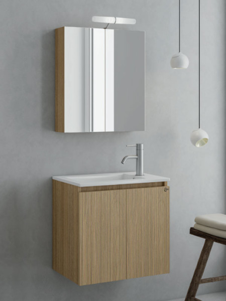 Drop Verona 55 Slavonia Oak & Strada 5FVR055LO Έπιπλο Μπάνιου Μελαμινικό