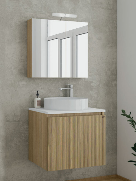 Drop Verona 60 Slavonia Oak & Strada 5FVRP60LO Έπιπλο Μπάνιου Μελαμινικό