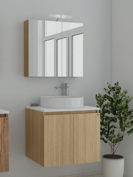 Drop Verona 60 Slavonia Oak 5FVRP60SO Έπιπλο Μπάνιου Μελαμινικό