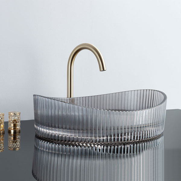 Voss Cavo VL1150-400 Glass Grey Νιπτήρας Γυάλινος