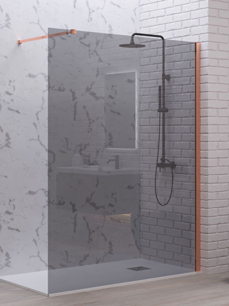 Karag Walkin 1 Rose Gold Fume Καμπίνα Παραβάν Ντουζιέρας