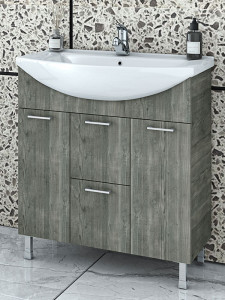 Drop Ritmo 75 Smoked Oak Βάση Επίπλου Μπάνιου Με Νιπτήρα