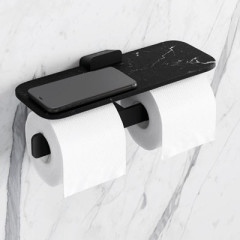 Geesa Shift Black Matt 9948-400 Χαρτοθήκη Διπλή Με Εταζέρα