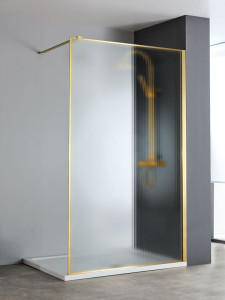 Devon Iwis Fluted Walk-In Gold Brushed PVD Καμπίνα Παραβάν Ντουζιέρας