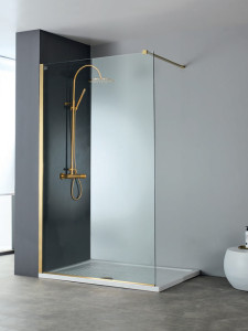 Devon Iwis Walk-In Inox Gold Brushed PVD Καμπίνα Παραβάν Ντουζιέρας