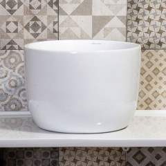 Adamidis Kea 31 White Gloss Νιπτήρας Eπικαθήμενος