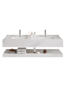 Martin Merilyn 120 White Marble Πάγκος Επίπλου Μπάνιου Με Νιπτήρες