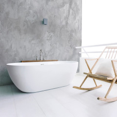 Sirene Cusco 165 Λευκό Ματ Χυτό Μάρμαρο Μπανιέρα Ελεύθερης Τοποθέτησης