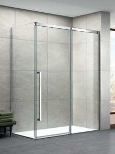 Devon Smooth Slider (1+1) + Side Panel Chrome Καμπίνα Ασύμμετρης Ντουζιέρας