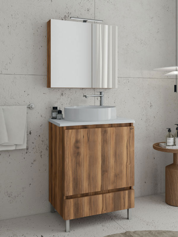 Drop Delta 60 Amber Baroque Oak 5FDLP60BO Έπιπλο Μπάνιου Μελαμινικό