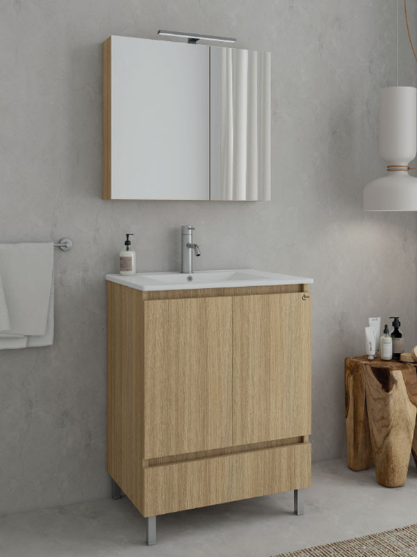 Drop Delta 60 Slavonia Oak 5FDL060SO Έπιπλο Μπάνιου Μελαμινικό